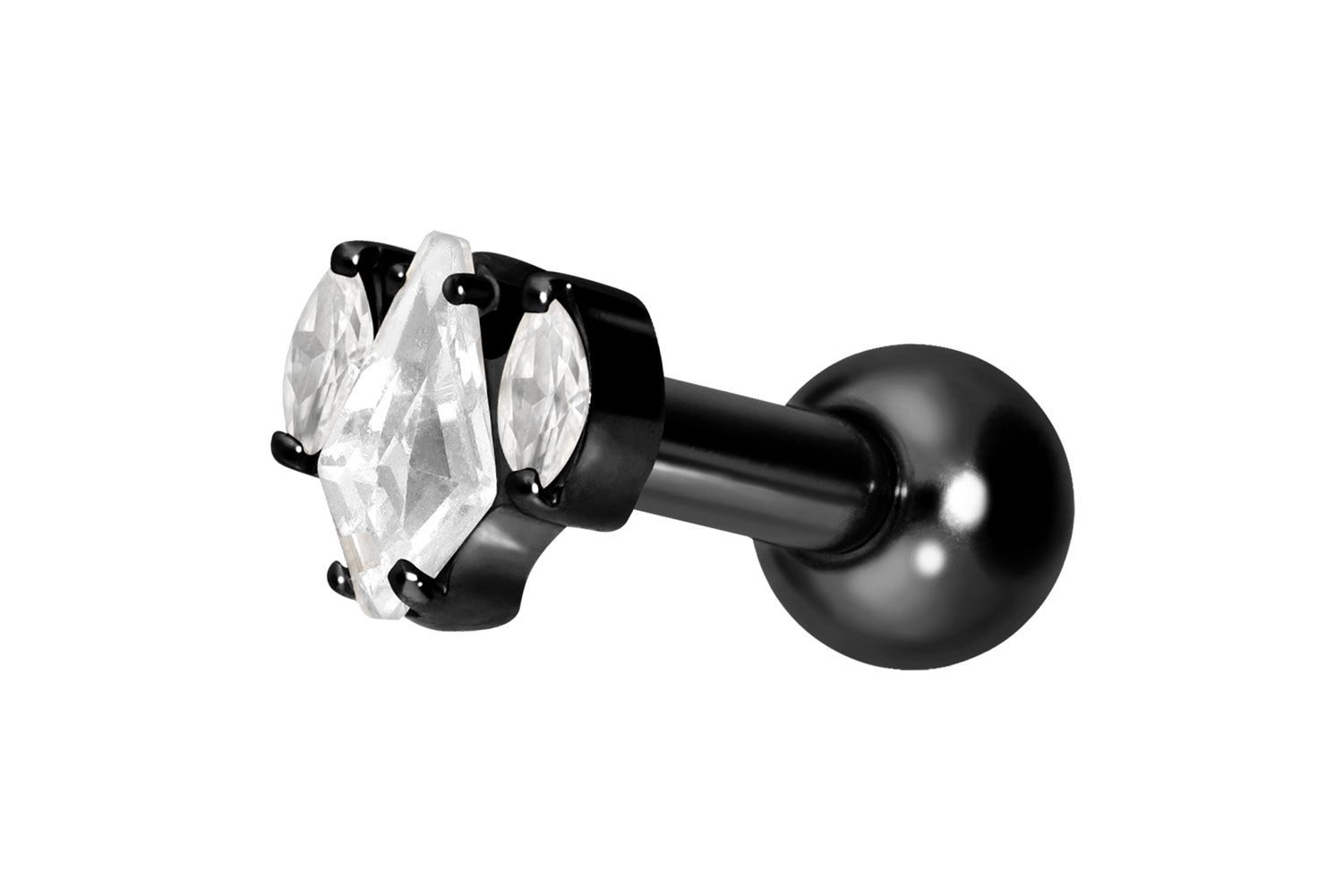 Titan Ohrpiercing mit Innengewinde KRISTALLSCHILD + KRISTALLOVALE